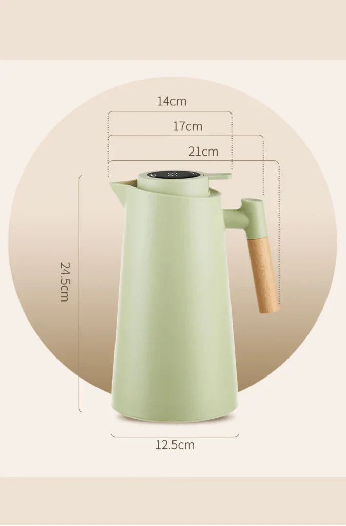 Thermoskan Met Temperatuur Display 1 Liter Houten Handvat Lekvrij | Sansoti