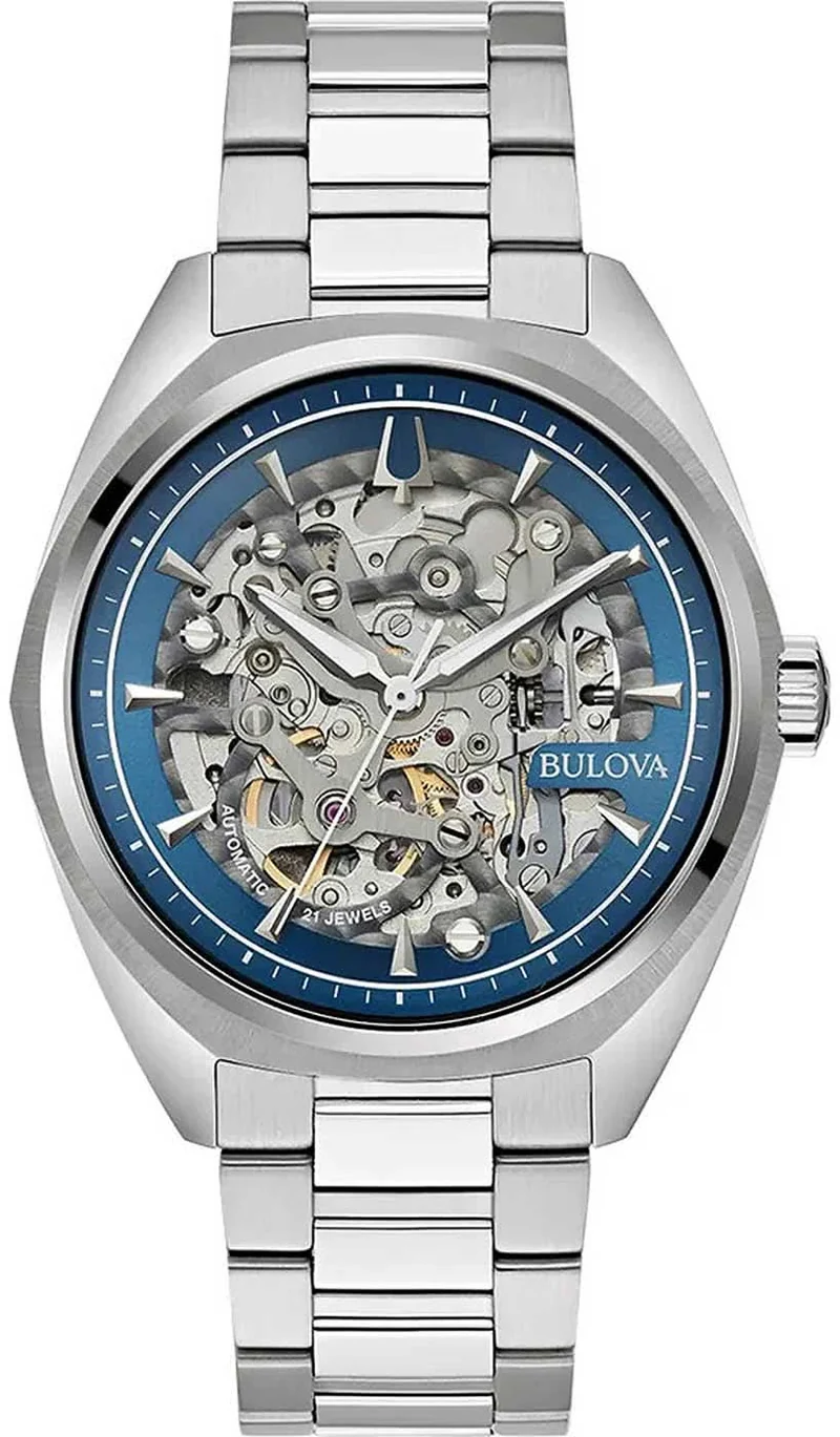 Bulova Surveyor 96A292 Herrenuhr • Skelettiertes Automatikwerk • Blaues Zifferblatt