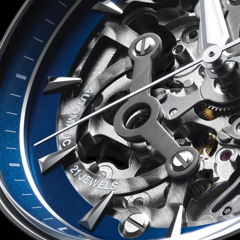 Bulova Surveyor 96A292 Herrenuhr • Skelettiertes Automatikwerk • Blaues Zifferblatt