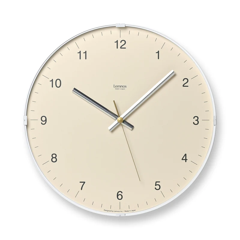 Lemnos Biome LC24-16-BG Wanduhr Beige • Geräuschloses Sweep-Uhrwerk • Kuppelglas-Design