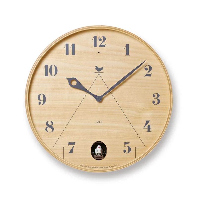 Lemnos Pace LC11-09-NT Wanduhr Natur • Moderne Kuckucksuhr • Japanisches Design