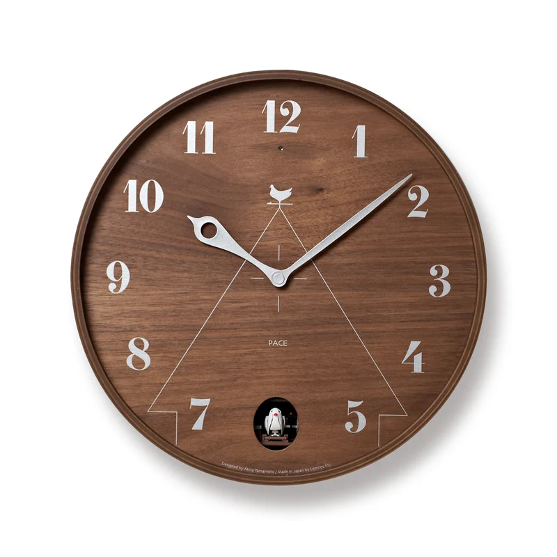 Lemnos Pace LC11-09-BW Wanduhr Braun • Kuckucksuhr mit Lichtsensor • Sperrholz und Nussbaumfurnier