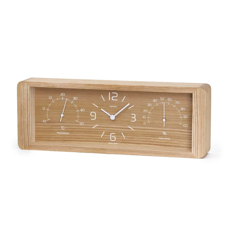 Lemnos Yokan LC11-06-NT Tischuhr Natur • Thermometer & Hygrometer • Japanisches Design