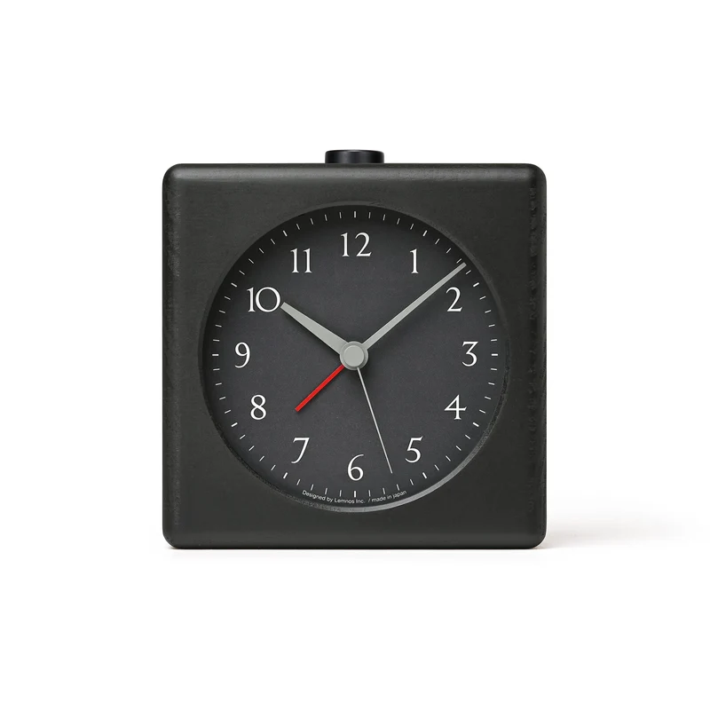 Lemnos Kanon JH23-11-BK Wecker Schwarz • Geräuschloses Sweep-Uhrwerk • Stufenweiser Elektroniksound-Alarm