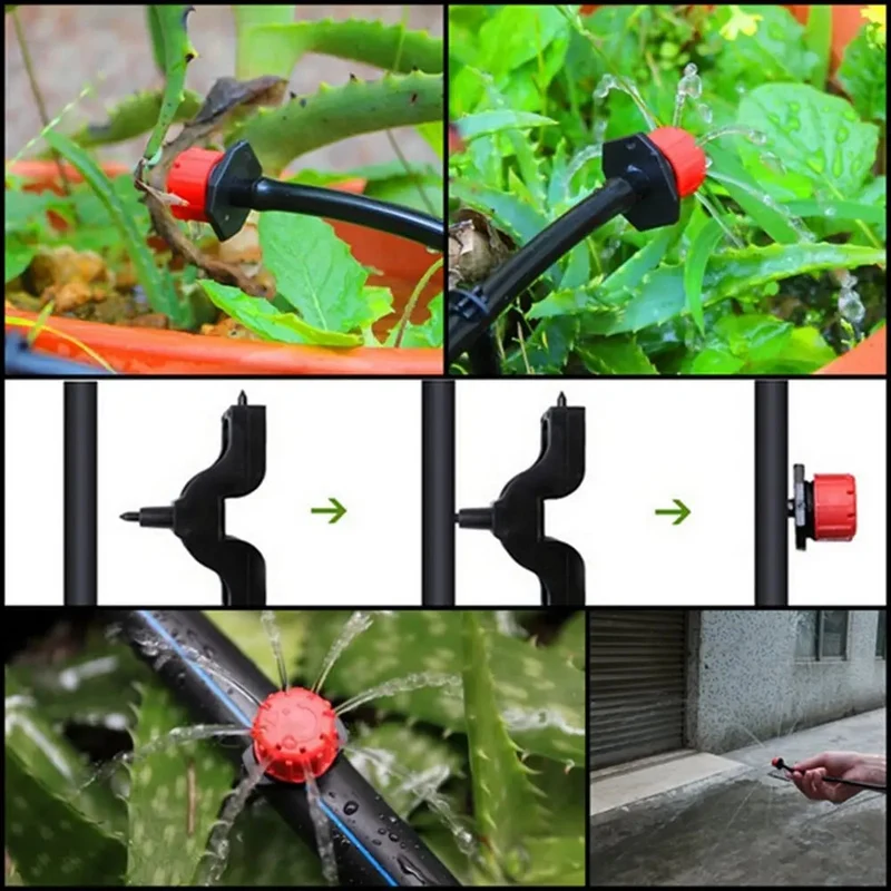Druppelirrigatie Sproeikoppen 360° Draaibaar 50 Stuks Automatisch Waterbesparend Tuinbewatering voor Tuin Moestuin | Sansoti