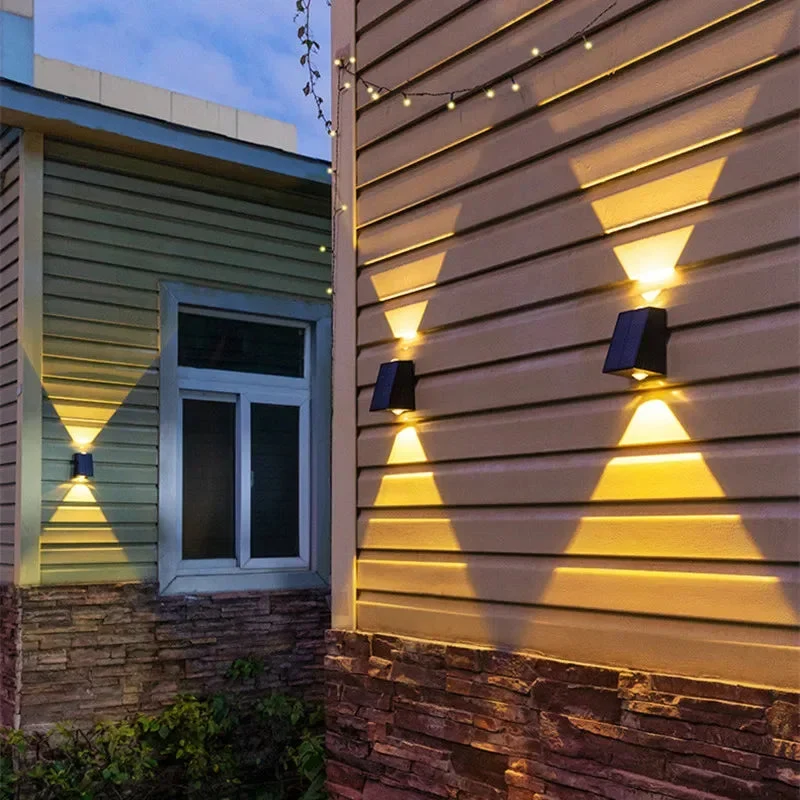 Draadloze Solarwandlamp voor Buiten - LED Buitenverlichting Weerbestendig Up Down Effect Tuinverlichting | Sansoti