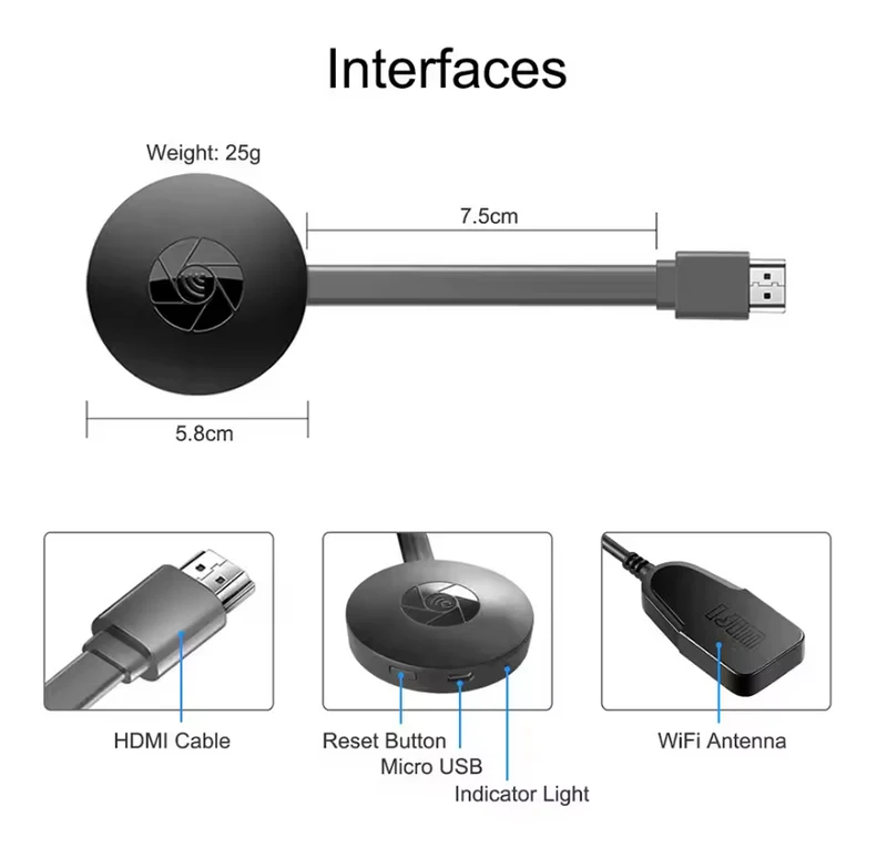 Draadloze Schermspiegeling Dongle Full-HD HDMI WiFi Adapter voor TV Telefoon Laptop Tablet Presentatie | Sansoti