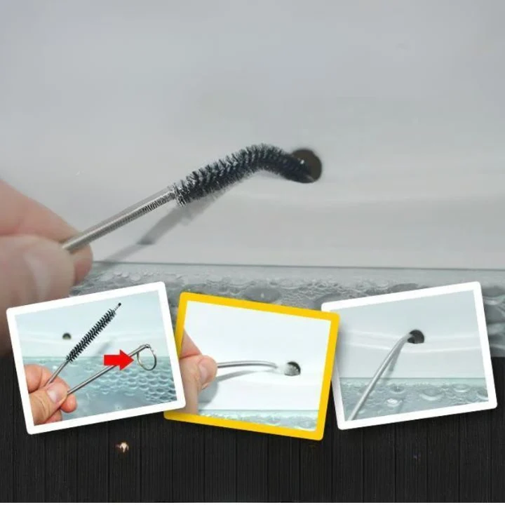 Koelkast Afvoerborstel Set 15cm met Sprayfunctie Flexibele Reiniger voor Afvoerleidingen Keuken en Badkamer | Sansoti
