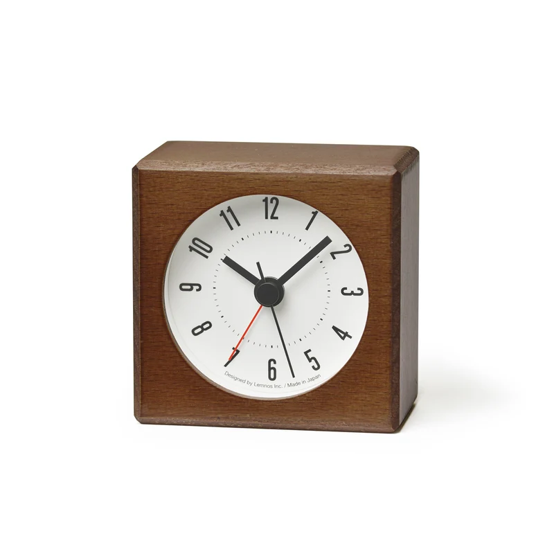 Lemnos meteor JH17-05-BW Wecker Braun • Geräuschloses Sweep-Uhrwerk • Massives Buchenholz