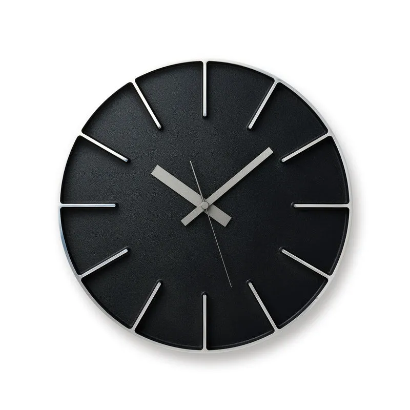 Lemnos Edge Clock AZ24-08-BK Wanduhr Schwarz • Geräuschloses Sweep-Uhrwerk • Japanisches Design