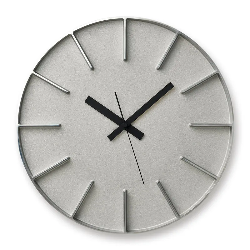 Lemnos Edge Clock AZ-0115-AL Wanduhr Silber • Geräuschloses Sweep-Uhrwerk • Japanisches Designobjekt
