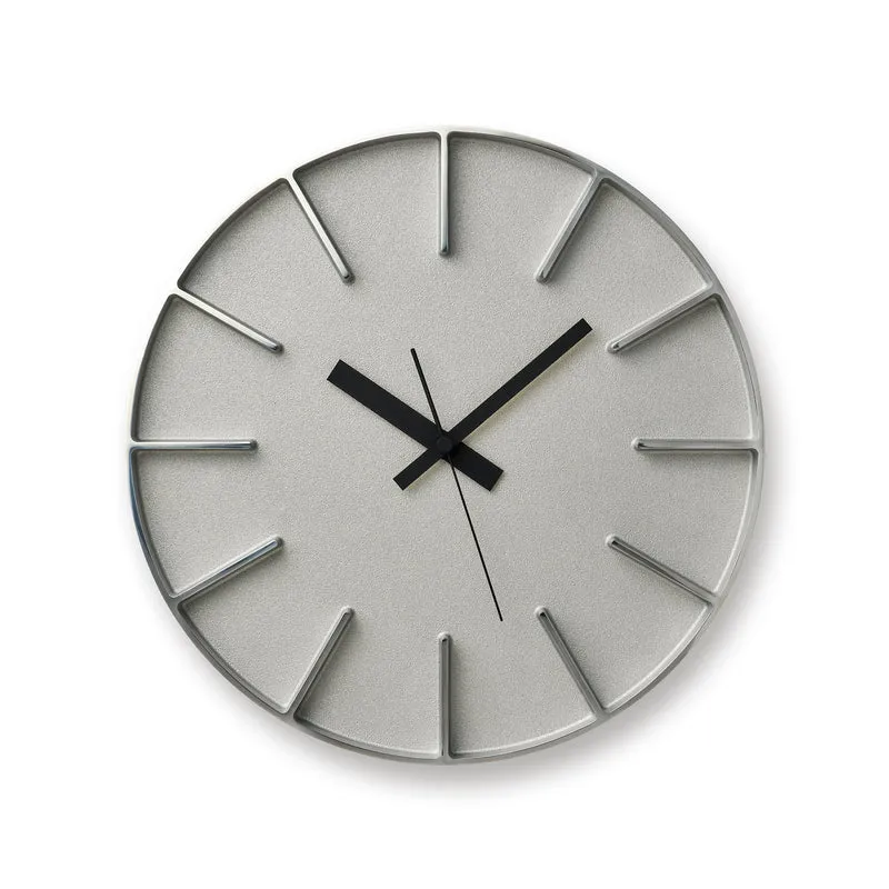 Lemnos Edge Clock AZ24-08-AL Wanduhr Silber • Sweep-Quarzwerk • Japanisches Design