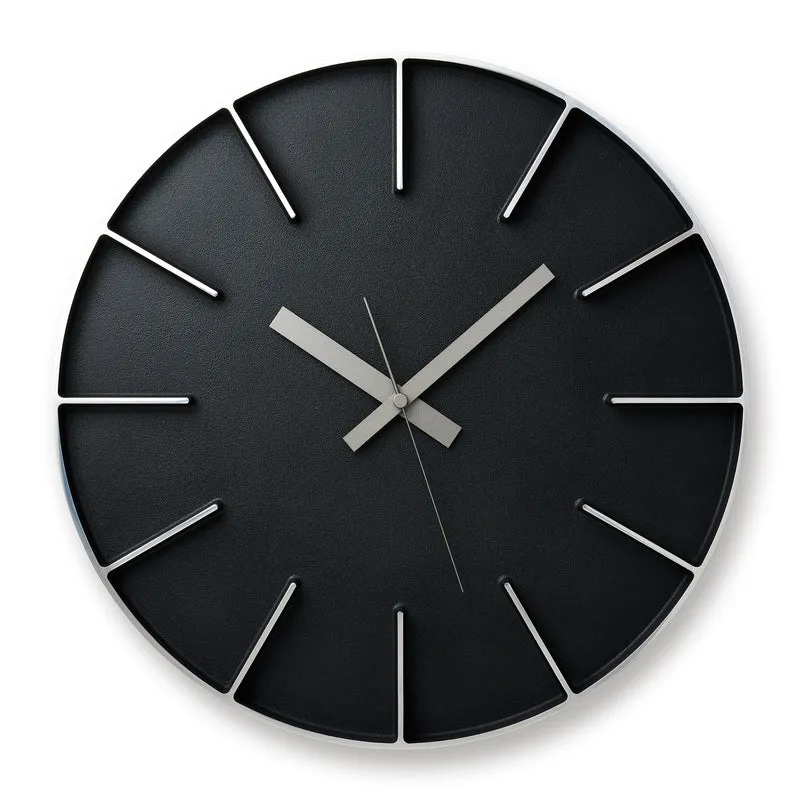 Lemnos Edge Clock AZ-0115-BK Wanduhr Schwarz • Sweep-Quarzwerk • Aluminium-Sandguss