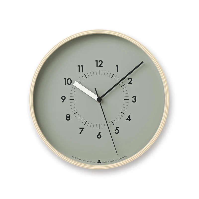 Lemnos Soso AWA13-06-GY Wanduhr Grau • Geräuschloses Quarzwerk • Japanisches Design