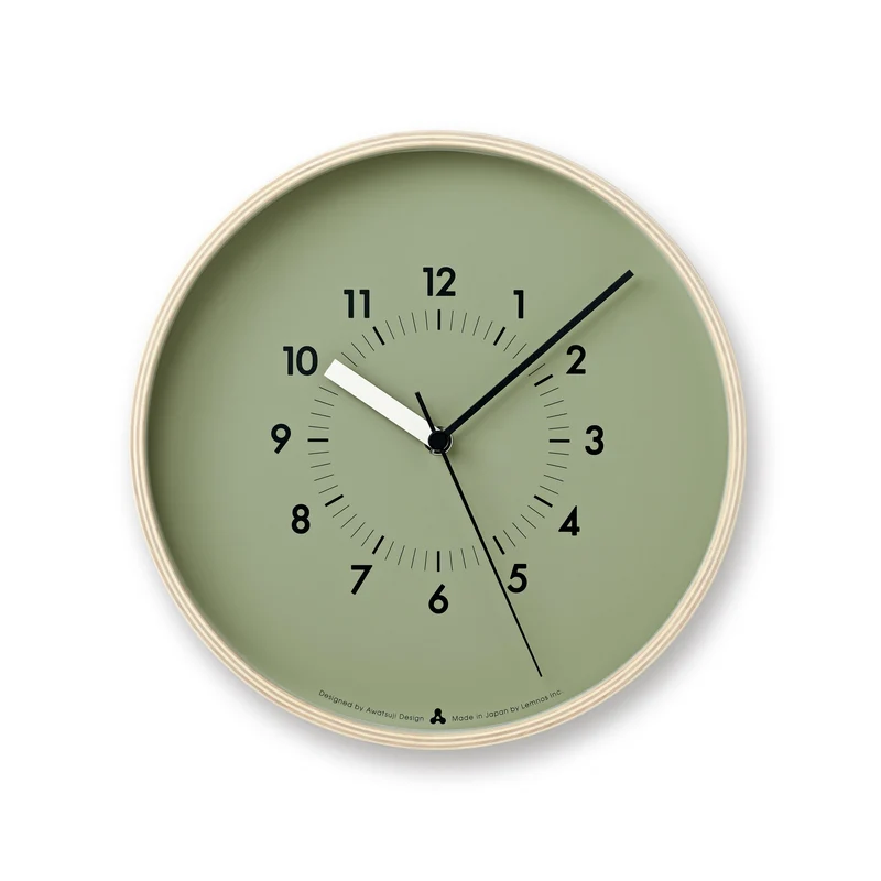 Lemnos Soso AWA13-06-GN Wanduhr Grün • Geräuschloses Sweep-Uhrwerk • Japanisches Design