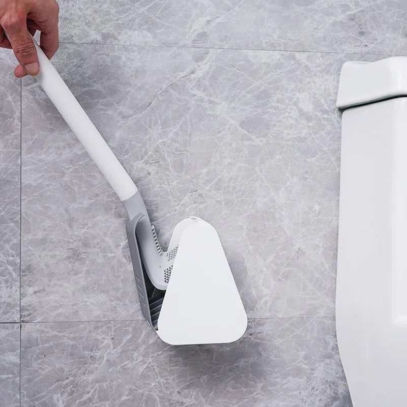 Driehoekige Toiletborstel met Zelfklevende Wandhouder TPR Borsten Compacte WC Reiniging voor Badkamer | Sansoti