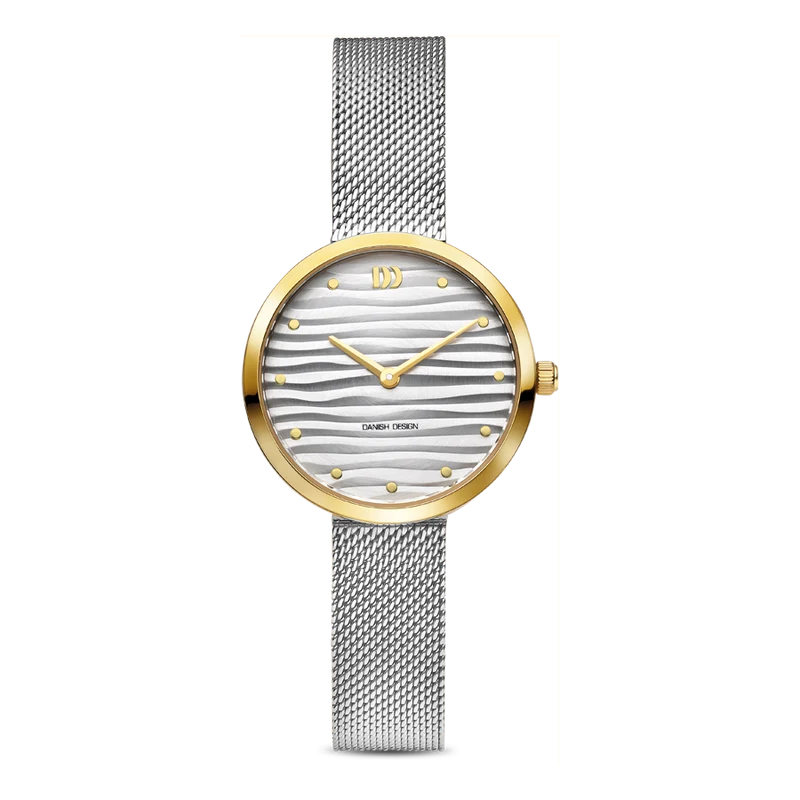 Danish Design Pure IV65Q1307 Amelia Ripple Damenuhr Bicolor • Milanaise-Armband • Mineral-Uhrenglas