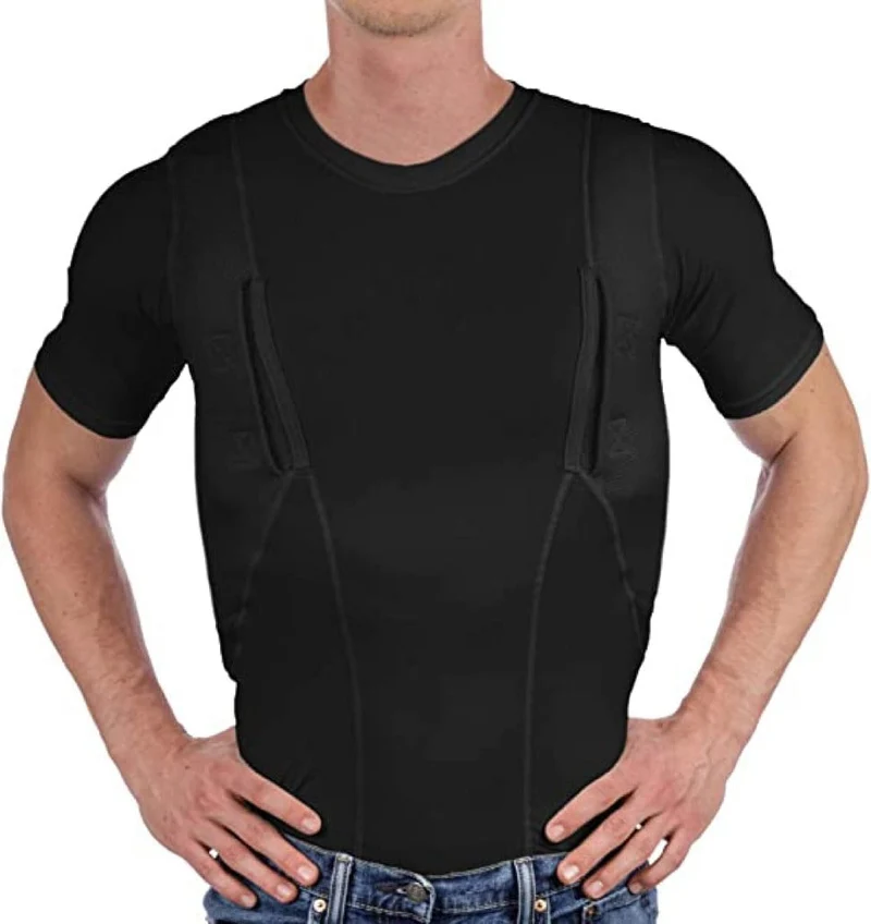 Tactisch T-Shirt met Verborgen Holsters Zwart Wit Elastisch Ademend Comfortabel Voor Links & Rechts Gebruik | Sansoti