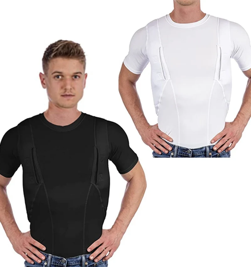 Tactisch T-Shirt met Verborgen Holsters Zwart Wit Elastisch Ademend Comfortabel Voor Links & Rechts Gebruik | Sansoti