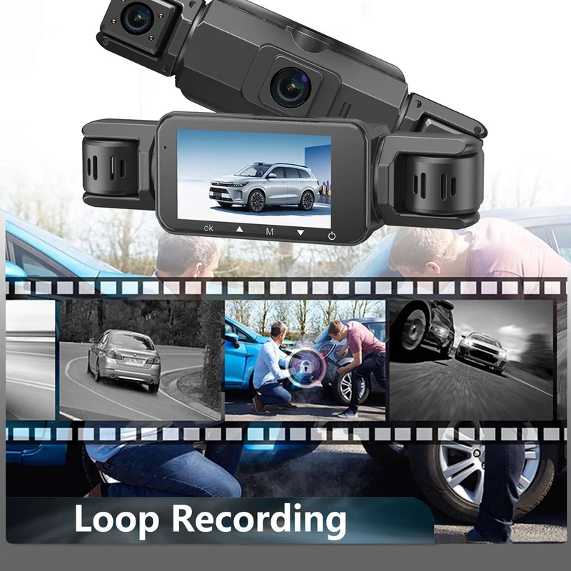 Draadloze Dashcam 4 Camera's 1920P HD Nachtzicht Parkeerbewaking WiFi App Bestuurder Voor Achter Auto | Sansoti
