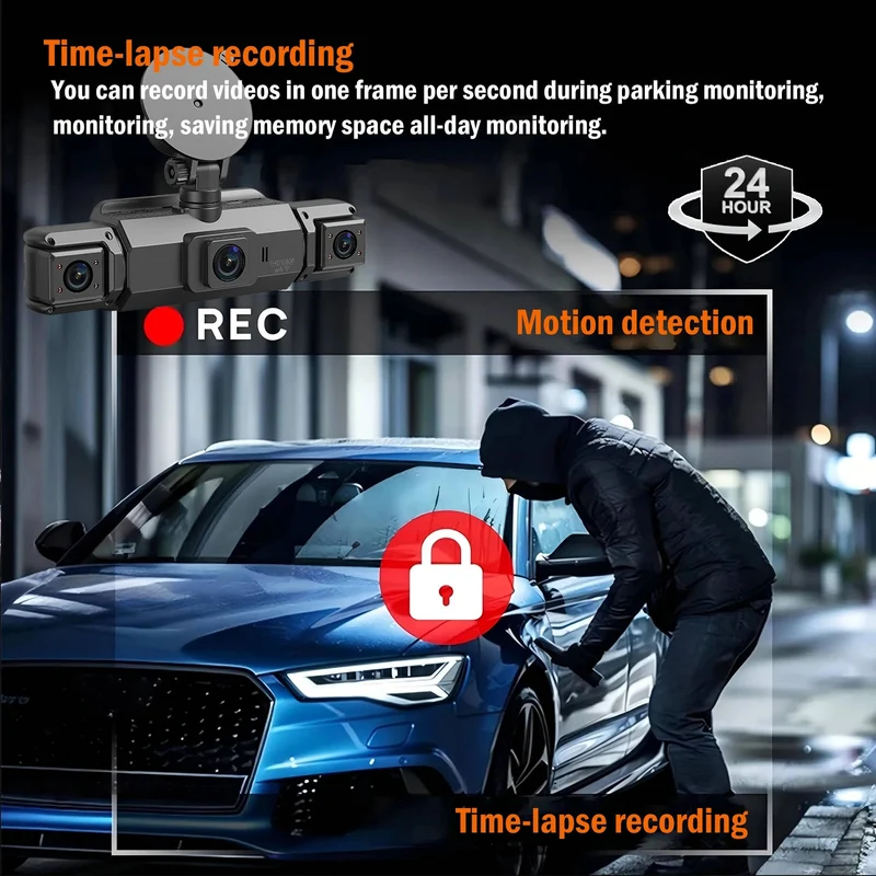 Draadloze Dashcam 4 Camera's 1920P HD Nachtzicht Parkeerbewaking WiFi App Bestuurder Voor Achter Auto | Sansoti