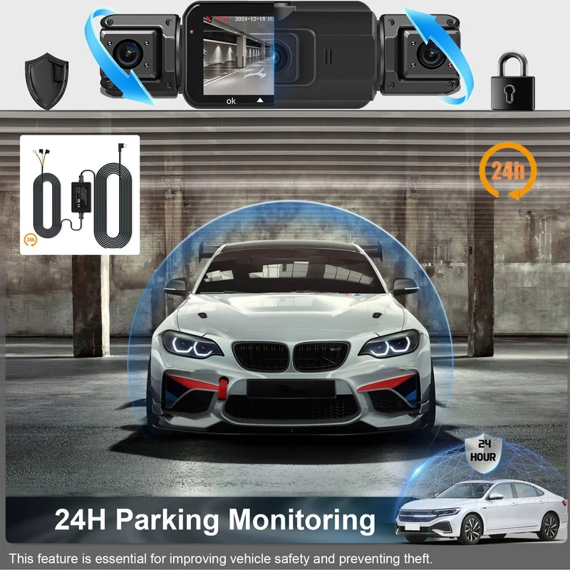 Draadloze Dashcam 4 Camera's 1920P HD Nachtzicht Parkeerbewaking WiFi App Bestuurder Voor Achter Auto | Sansoti