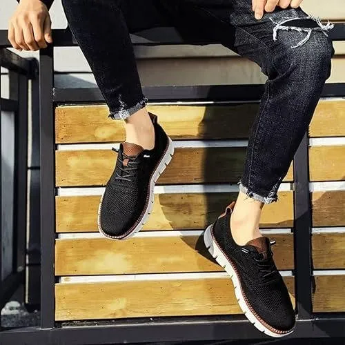 Orthopedische Herenschoen Lichtgewicht Gebreid Ademend Zwart Beige Blauw Zakelijk Casual Wandelcomfort | Sansoti