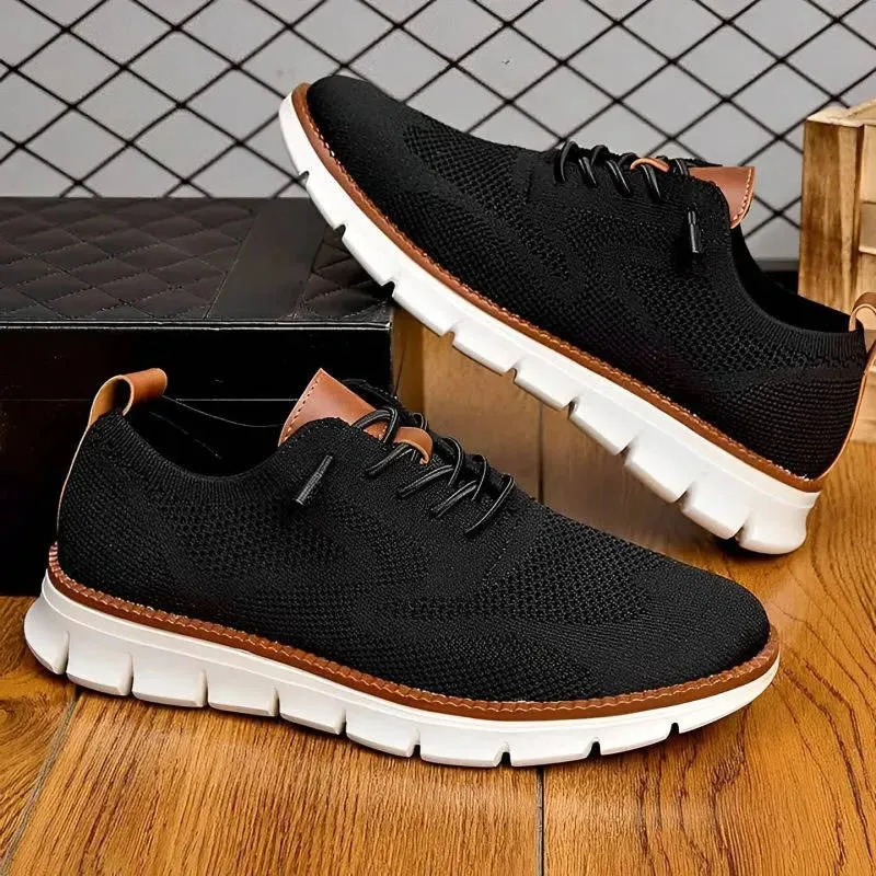 Orthopedische Herenschoen Lichtgewicht Gebreid Ademend Zwart Beige Blauw Zakelijk Casual Wandelcomfort | Sansoti