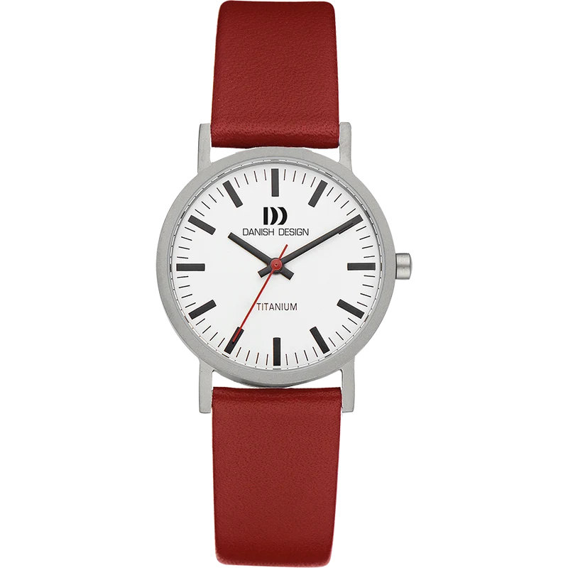 Danish Design Gløbe IV19Q199 Damenuhr Weiß/Rot • Titangehäuse • Mineralglas