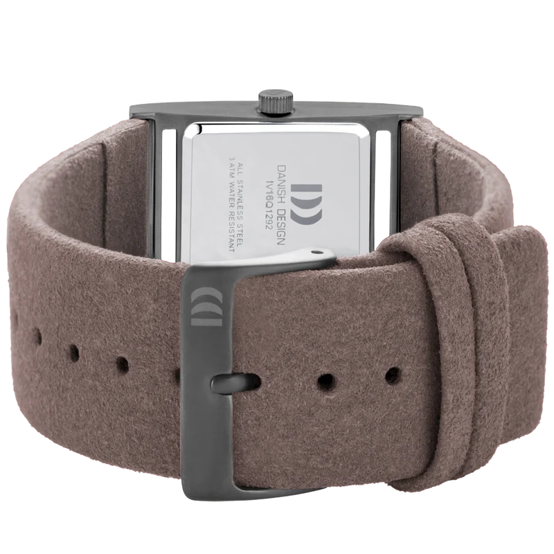 Danish Design Pico² IV16Q1292 Damen Armbanduhr Grau • Rechteckiges Gehäuse • Veganes Mikrofaserarmband
