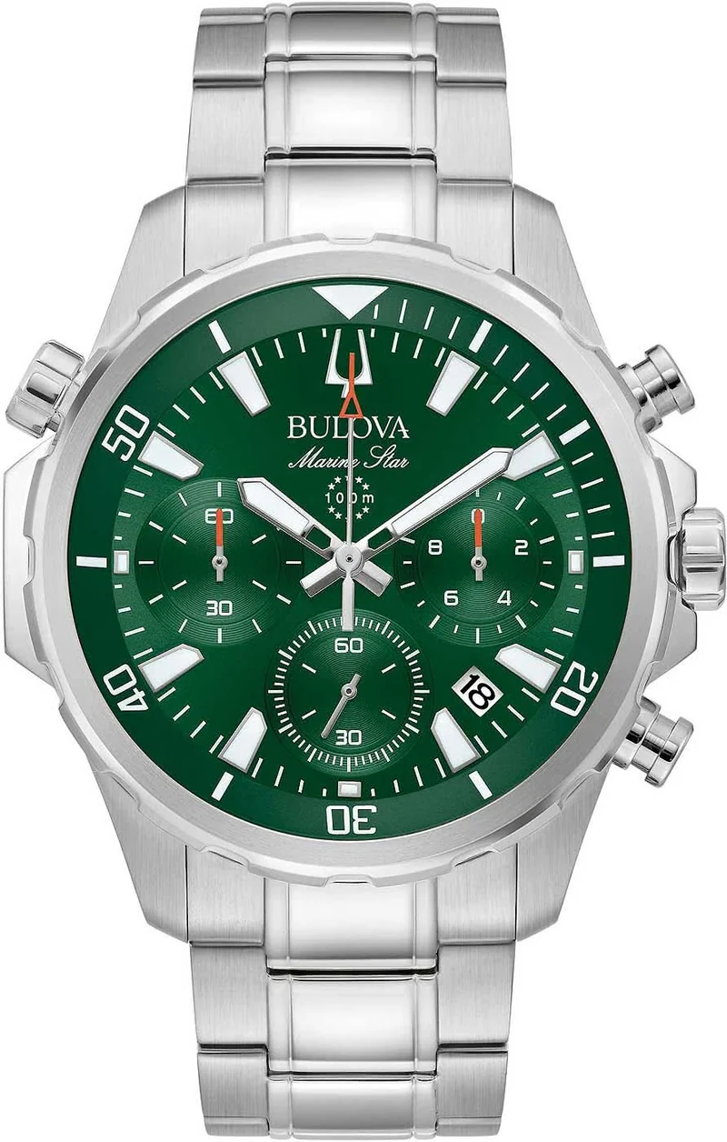 Bulova Marine Star 96B396 Herrenuhr • Grünes Zifferblatt • 100m Wasserdicht