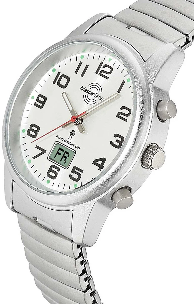 Master Time Super Power MTLA-10820-42M Damenuhr • Funk-Präzision • Edelstahl-Zugband