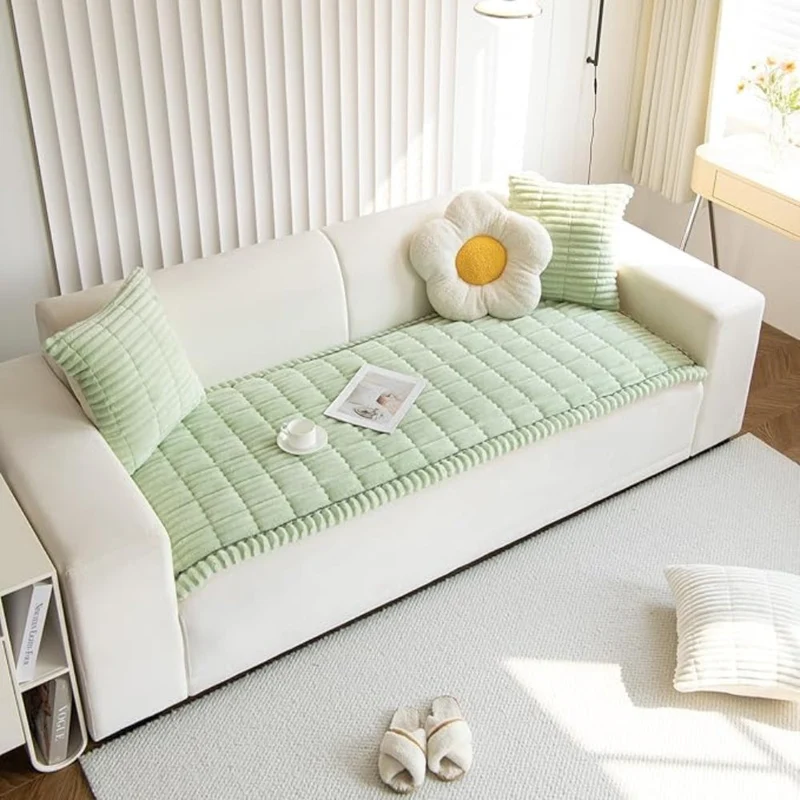 Pluche Bankhoes met Geplooide Randen – Zachte Microvezel Bescherming voor Honden en Elegante Interieur | Antislip Sofahoes voor Bank | Sansoti