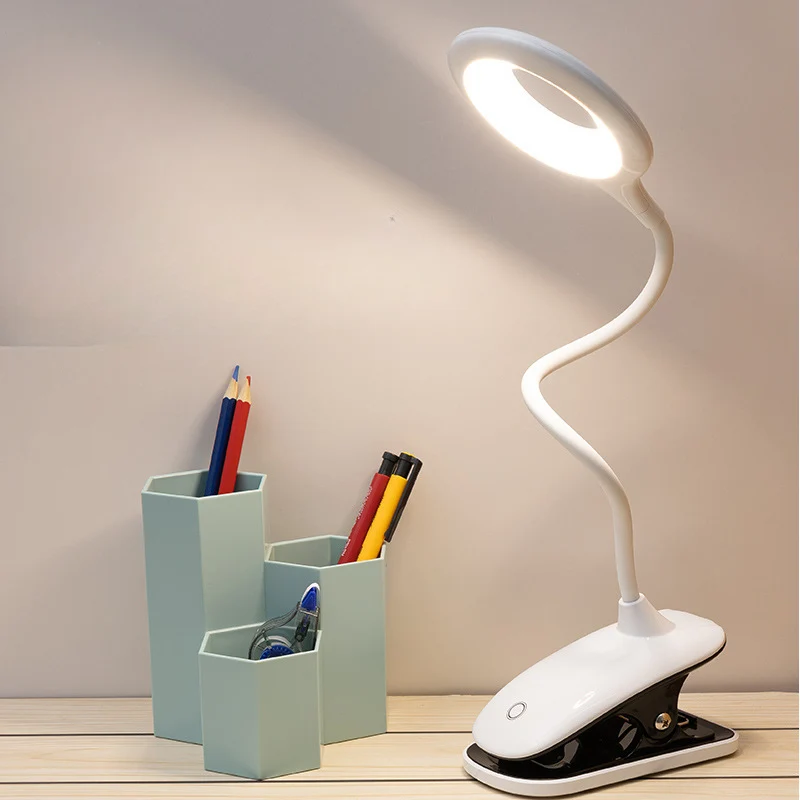 USB Oplaadbare Clip-On Leeslamp met Flexibele Zwanenhals en Dimbaar Licht | Bureauleeslamp | Studielamp | Bedlampje Lezen | Verstelbare Klem | Oplaadbaar | Sansoti