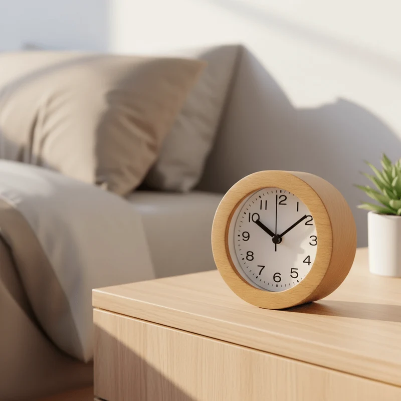 Stille Houten Wekker – Minimalistische Analoge Klok Voor Slaapkamer – Niet Tikkend | Sansoti