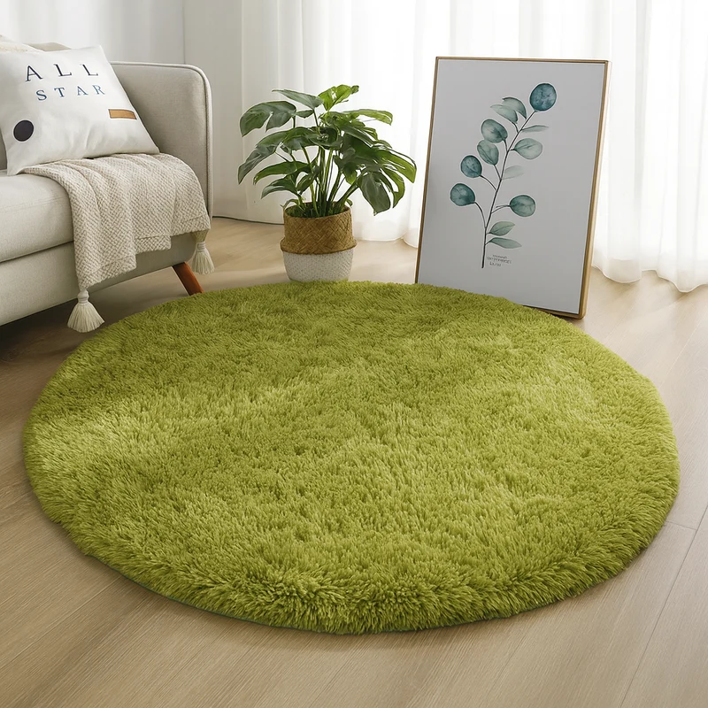 Rond Vloerkleed Velvet Neutrale Tinten Meerdere Maten Woonkamer Slaapkamer | Sansoti