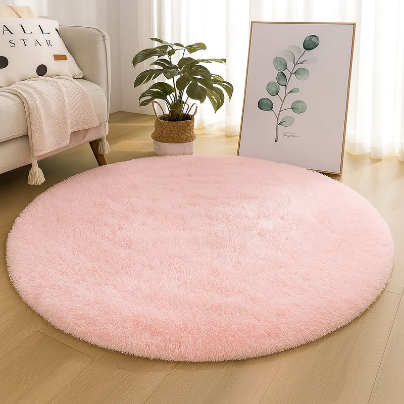 Rond Vloerkleed Velvet Neutrale Tinten Meerdere Maten Woonkamer Slaapkamer | Sansoti