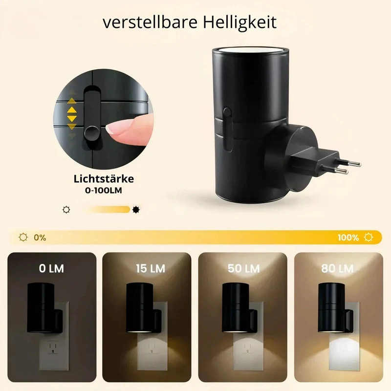 Nachtlampje Stopcontact LED Dimbaar Warm Wit 1W 100 Lumen Schemersensor Slaapkamer Gang Badkamer Kinderkamer Automatisch EU Stekker | Sansoti