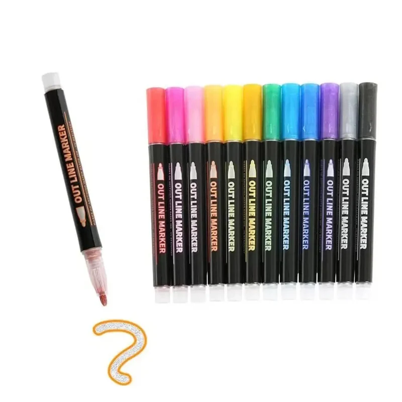 Metallic Stiften Set 8 of 12 Stuks Glitter Marker Papier Glas Acryl Knutselen Tekenen Bullet Journal Scrapbooking Volwassenen Kinderen | Sansoti