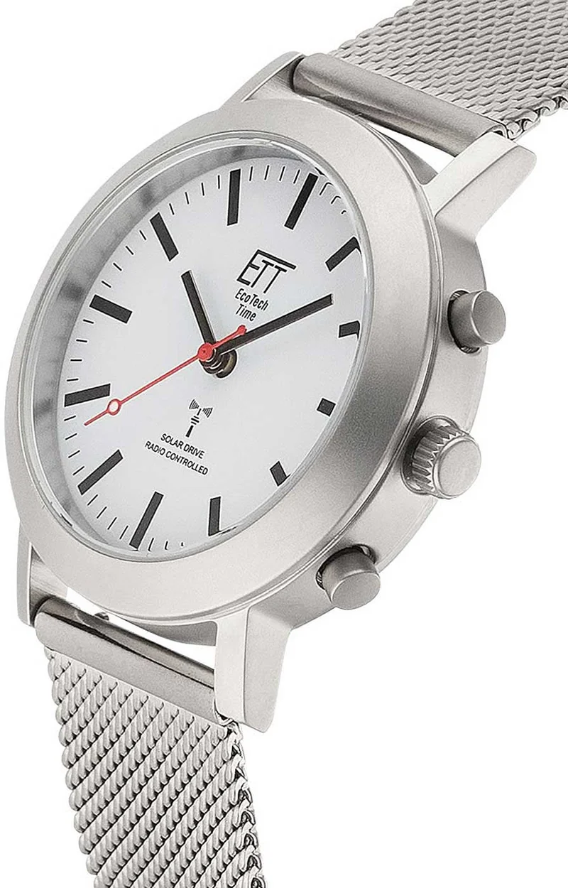 Eco Tech Time ELS-11583-11M Damenuhr • Solar Funk • Edelstahl