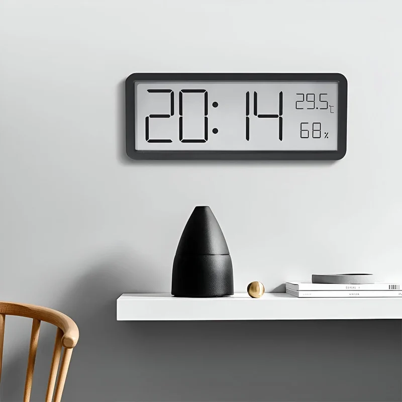 Digitale LED Wandklok met Temperatuur en Luchtvochtigheid 20cm Acryl Woonkamer Kantoor USB Klok Hygrometer | Sansoti