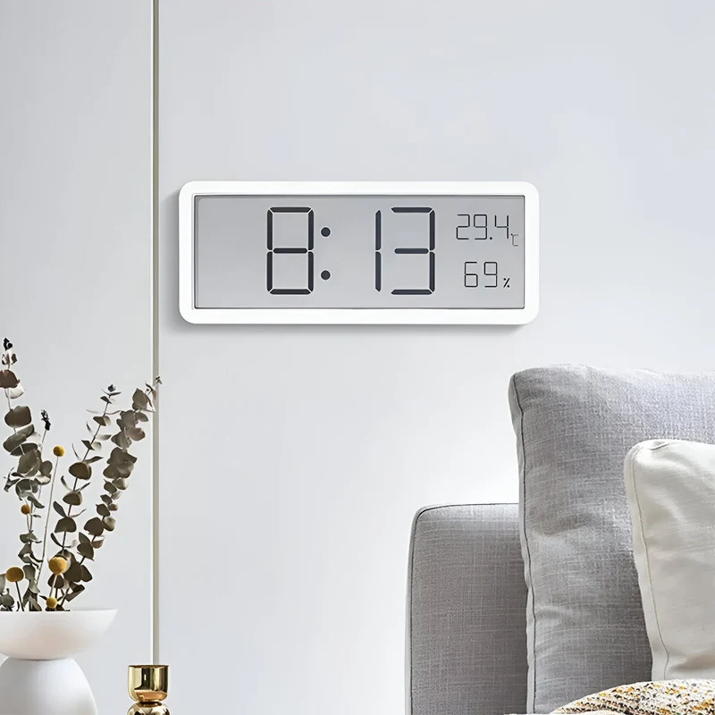Digitale LED Wandklok met Temperatuur en Luchtvochtigheid 20cm Acryl Woonkamer Kantoor USB Klok Hygrometer | Sansoti