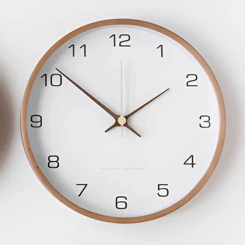Ronde Wandklok Hout 25cm Grijs Wit Stil Uurwerk Slaapkamer Woonkamer Keuken Kwarts Houten Klok Scandinavisch | Sansoti
