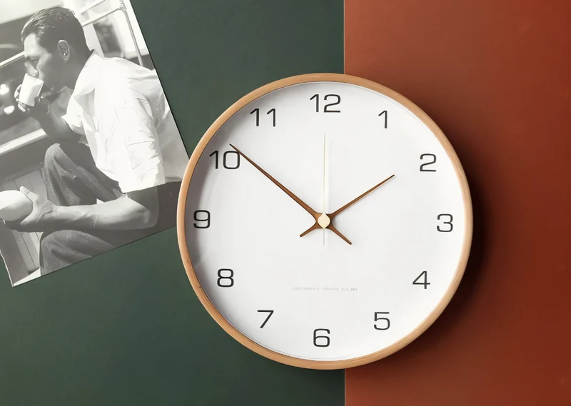 Ronde Wandklok Hout 25cm Grijs Wit Stil Uurwerk Slaapkamer Woonkamer Keuken Kwarts Houten Klok Scandinavisch | Sansoti