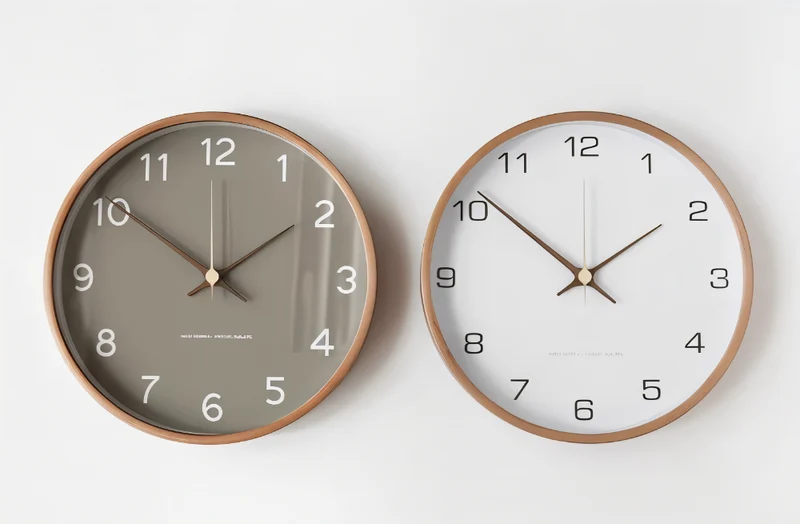 Ronde Wandklok Hout 25cm Grijs Wit Stil Uurwerk Slaapkamer Woonkamer Keuken Kwarts Houten Klok Scandinavisch | Sansoti