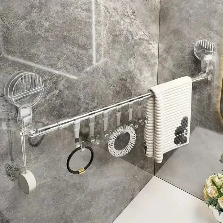 Uitschuifbare Handdoekhouder Edelstaal 60-120cm Zuignappen Badkamer Keuken Haakjes Handdoekstang Telescopisch Zonder Boren | Sansoti