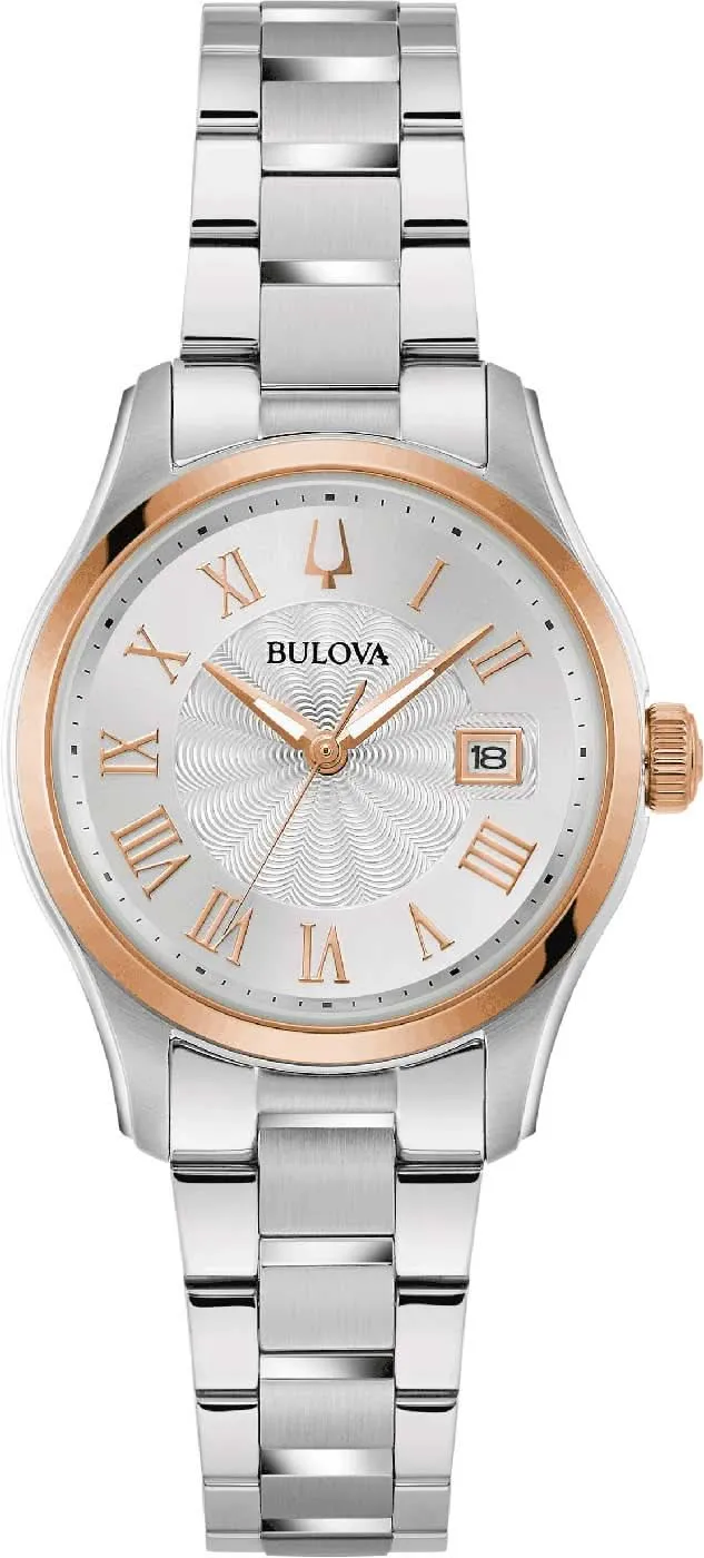 Bulova Classic Wilton 98M136 Damenuhr • Clous de Paris Dekor • Bicolor
