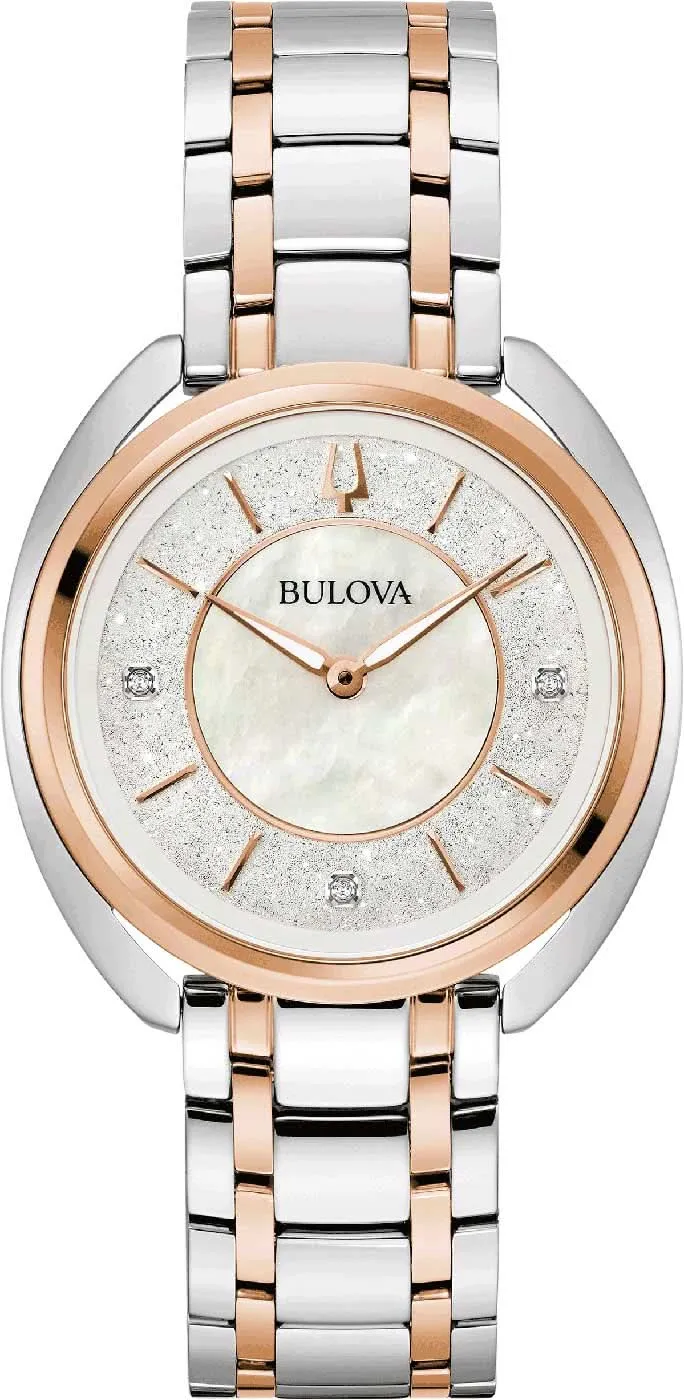 Bulova Classic Duality 98P219 Damenuhr • 3 Diamanten • Perlmutt