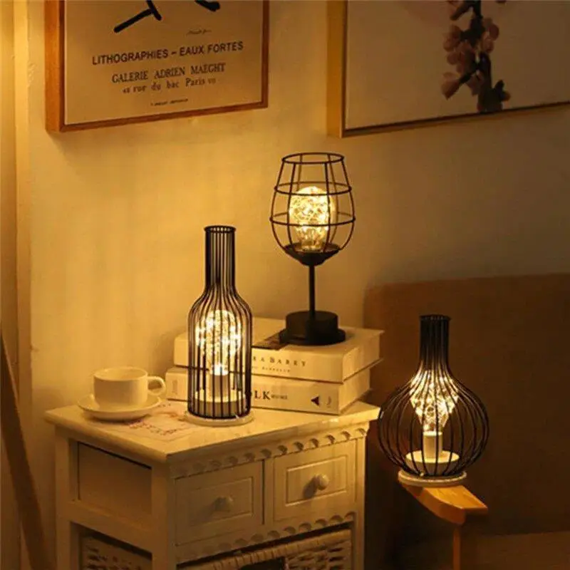 Tafellamp Fles Vorm Zwart Acryl LED Warm Wit Slaapkamer Nachtkastje Modern Origineel | Sansoti