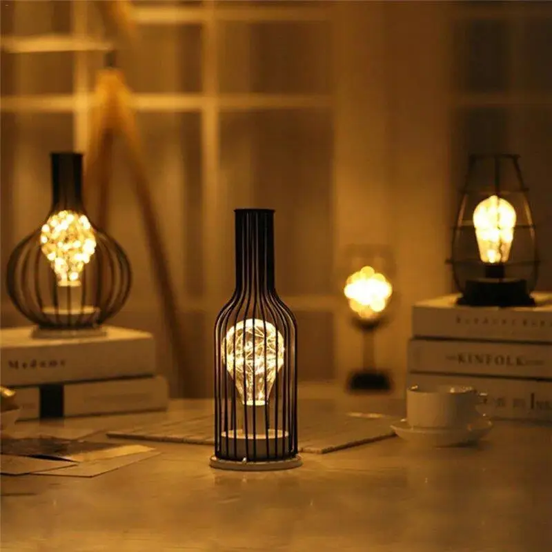 Tafellamp Fles Vorm Zwart Acryl LED Warm Wit Slaapkamer Nachtkastje Modern Origineel | Sansoti